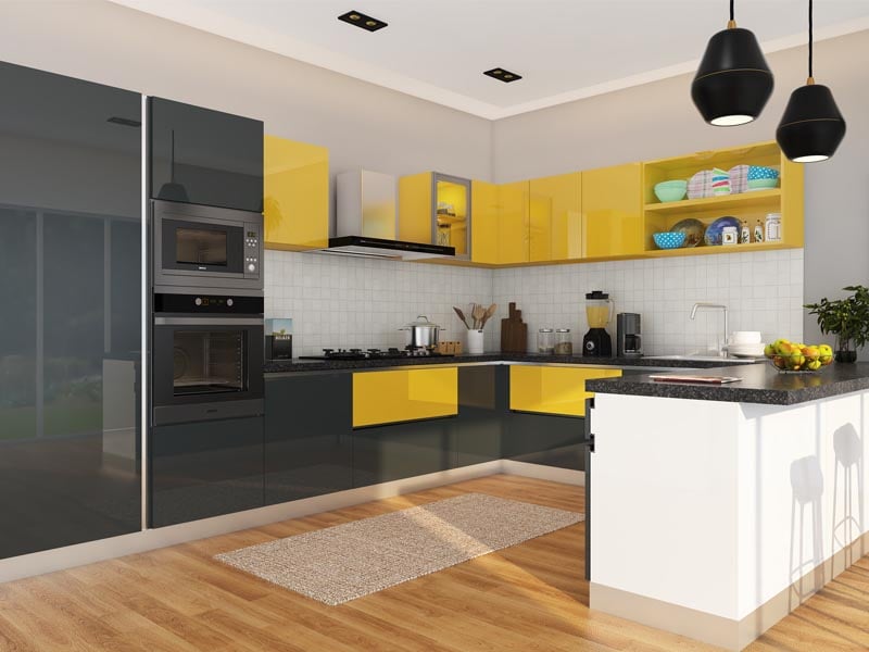 Bumble Bee U-Shaped Modular Kitchen